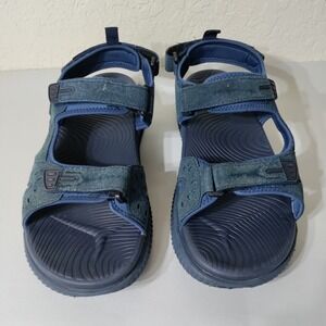 Kuailu Mens Navy Blue Suede Sport Sandals Adjustable Straps Size 15 EU 49 UK 14